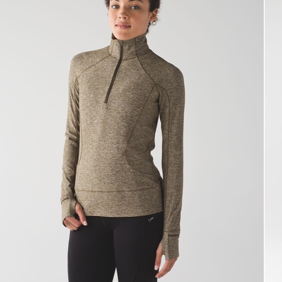 • Lululemon • Women’s Rush Hour 1/2 Zip Sweatshirt 
Heathered Military Green 2 - Picture 1 of 5